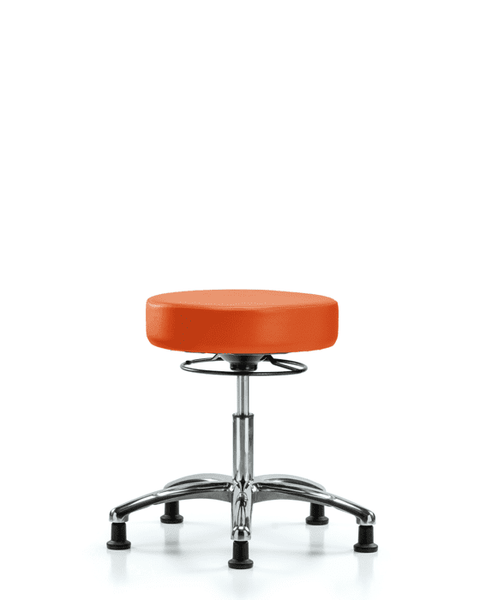 Vinyl Stool without Back Chrome - Desk Height with Stationary Glides in Orange Kist Trailblazer Vinyl - VDHSO-CR-RG-8613