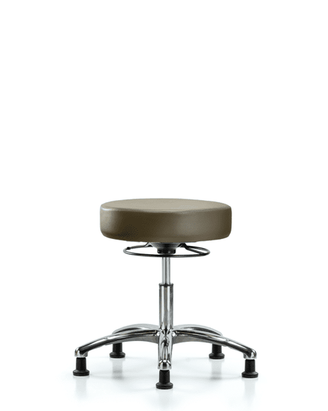 Vinyl Stool without Back Chrome - Desk Height with Stationary Glides in Marine Blue Supernova Vinyl - VDHSO-CR-RG-8809