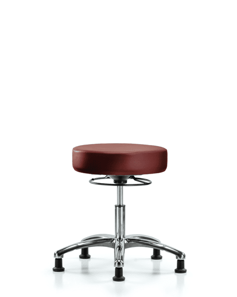 Vinyl Stool without Back Chrome - Desk Height with Stationary Glides in Taupe Supernova Vinyl - VDHSO-CR-RG-8815