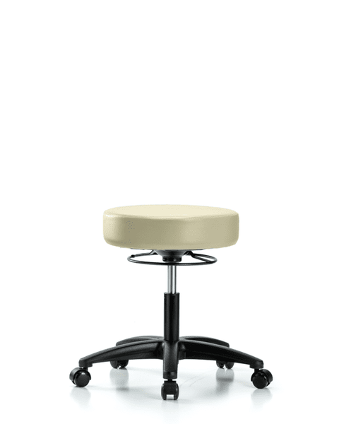 Vinyl Stool without Back - Desk Height with Casters in Adobe White Trailblazer Vinyl - VDHSO-RG-RC-8501