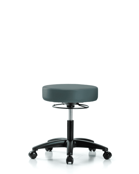 Vinyl Stool without Back - Desk Height with Casters in Colonial Blue Trailblazer Vinyl - VDHSO-RG-RC-8546
