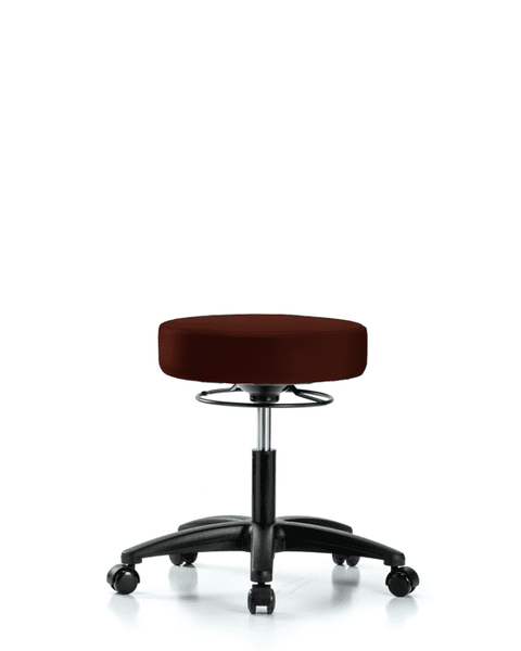 Vinyl Stool without Back - Desk Height with Casters in Burgundy Trailblazer Vinyl - VDHSO-RG-RC-8569