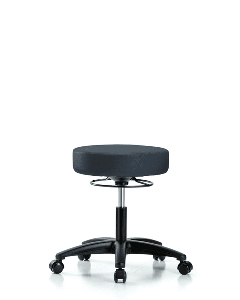Vinyl Stool without Back - Desk Height with Casters in Imperial Blue Trailblazer Vinyl - VDHSO-RG-RC-8582