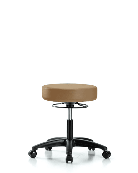 Vinyl Stool without Back - Desk Height with Casters in Taupe Trailblazer Vinyl - VDHSO-RG-RC-8584