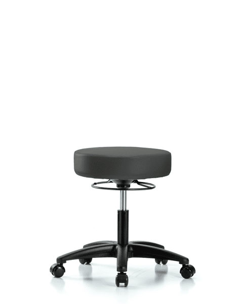 Vinyl Stool without Back - Desk Height with Casters in Charcoal Trailblazer Vinyl - VDHSO-RG-RC-8605