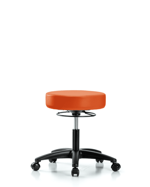 Vinyl Stool without Back - Desk Height with Casters in Orange Kist Trailblazer Vinyl - VDHSO-RG-RC-8613