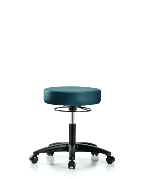 Vinyl Stool without Back - Desk Height with Casters in Marine Blue Supernova Vinyl - VDHSO-RG-RC-8801