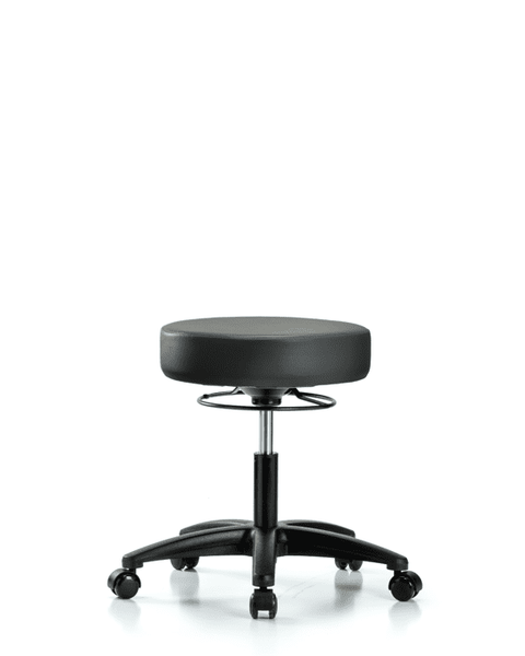Vinyl Stool without Back - Desk Height with Casters in Carbon Supernova Vinyl - VDHSO-RG-RC-8823