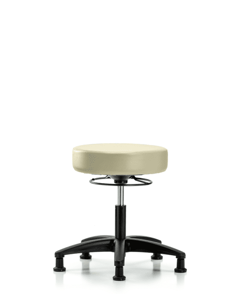 Vinyl Stool without Back - Desk Height with Stationary Glides in Adobe White Trailblazer Vinyl - VDHSO-RG-RG-8501