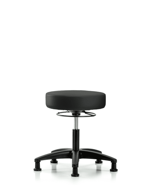 Vinyl Stool without Back - Desk Height with Stationary Glides in Black Trailblazer Vinyl - VDHSO-RG-RG-8540