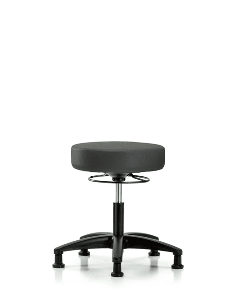 Vinyl Stool without Back - Desk Height with Stationary Glides in Charcoal Trailblazer Vinyl - VDHSO-RG-RG-8605
