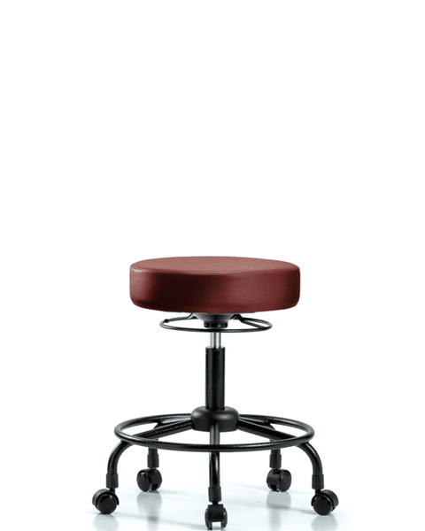 Vinyl Stool without Back - Desk Height with Round Tube Base & Casters in Taupe Supernova Vinyl - VDHSO-RT-RC-8815