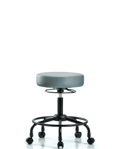 Vinyl Stool without Back - Desk Height with Round Tube Base & Casters in Storm Supernova Vinyl - VDHSO-RT-RC-8822
