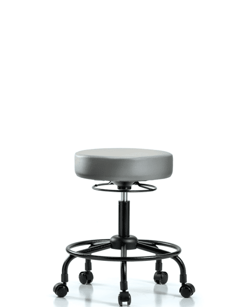 Vinyl Stool without Back - Desk Height with Round Tube Base & Casters in Sterling Supernova Vinyl - VDHSO-RT-RC-8840