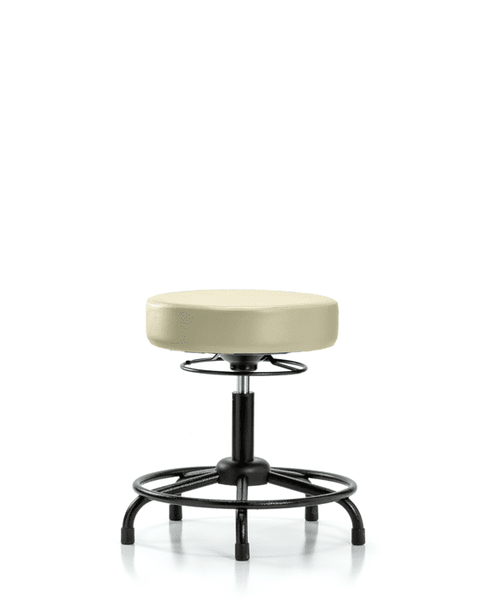 Vinyl Stool without Back - Desk Height with Round Tube Base & Stationary Glides in Adobe White Trailblazer Vinyl - VDHSO-RT-RG-8501
