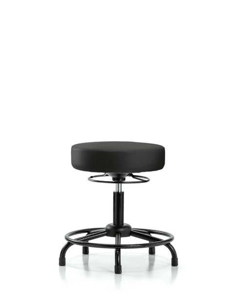 Vinyl Stool without Back - Desk Height with Round Tube Base & Stationary Glides in Black Trailblazer Vinyl - VDHSO-RT-RG-8540