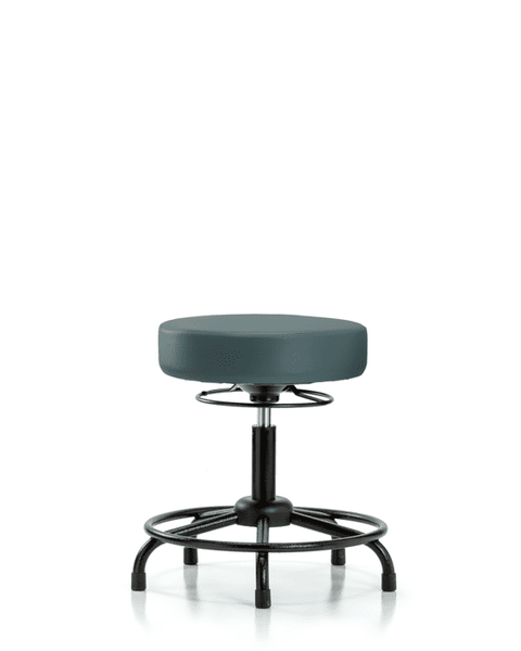 Vinyl Stool without Back - Desk Height with Round Tube Base & Stationary Glides in Colonial Blue Trailblazer Vinyl - VDHSO-RT-RG-8546