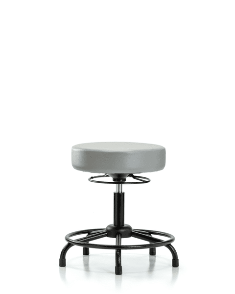 Vinyl Stool without Back - Desk Height with Round Tube Base & Stationary Glides in Dove Trailblazer Vinyl - VDHSO-RT-RG-8567