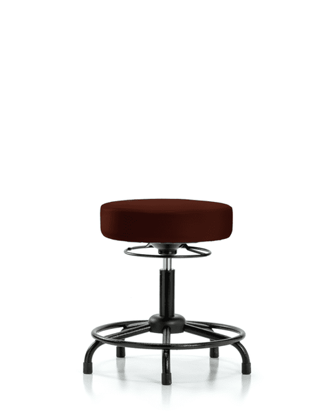 Vinyl Stool without Back - Desk Height with Round Tube Base & Stationary Glides in Burgundy Trailblazer Vinyl - VDHSO-RT-RG-8569