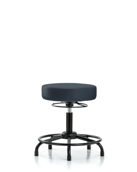 Vinyl Stool without Back - Desk Height with Round Tube Base & Stationary Glides in Imperial Blue Trailblazer Vinyl - VDHSO-RT-RG-8582