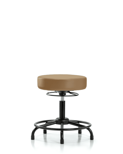 Vinyl Stool without Back - Desk Height with Round Tube Base & Stationary Glides in Taupe Trailblazer Vinyl - VDHSO-RT-RG-8584