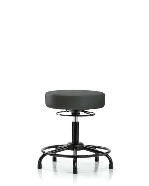 Vinyl Stool without Back - Desk Height with Round Tube Base & Stationary Glides in Charcoal Trailblazer Vinyl - VDHSO-RT-RG-8605