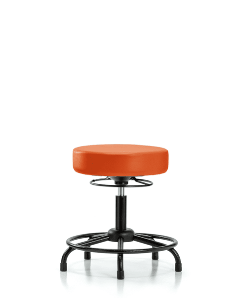 Vinyl Stool without Back - Desk Height with Round Tube Base & Stationary Glides in Orange Kist Trailblazer Vinyl - VDHSO-RT-RG-8613
