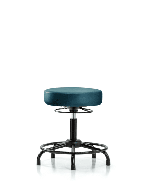 Vinyl Stool without Back - Desk Height with Round Tube Base & Stationary Glides in Marine Blue Supernova Vinyl - VDHSO-RT-RG-8801