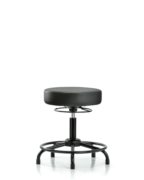 Vinyl Stool without Back - Desk Height with Round Tube Base & Stationary Glides in Carbon Supernova Vinyl - VDHSO-RT-RG-8823