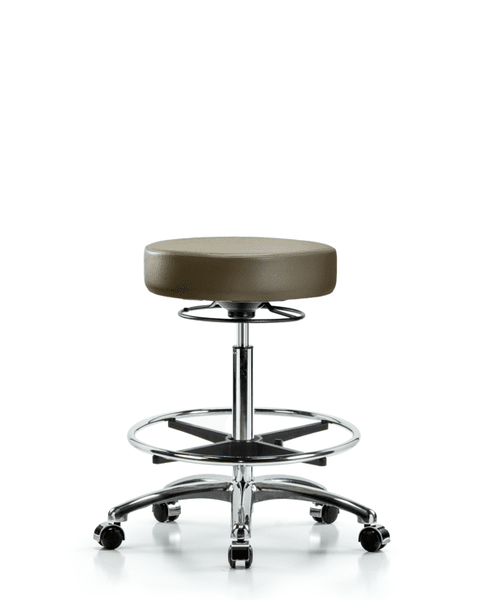 Vinyl Stool without Back Chrome - High Bench Height with Chrome Foot Ring & Casters in Marine Blue Supernova Vinyl - VHBSO-CR-CF-CC-8809