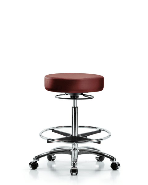 Vinyl Stool without Back Chrome - High Bench Height with Chrome Foot Ring & Casters in Taupe Supernova Vinyl - VHBSO-CR-CF-CC-8815
