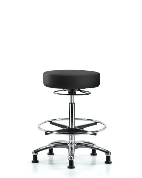 Vinyl Stool without Back Chrome - High Bench Height with Chrome Foot Ring & Stationary Glides in Black Trailblazer Vinyl - VHBSO-CR-CF-RG-8540