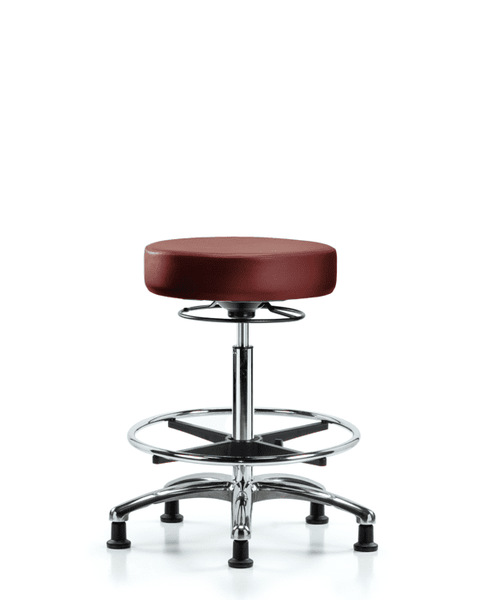 Vinyl Stool without Back Chrome - High Bench Height with Chrome Foot Ring & Stationary Glides in Taupe Supernova Vinyl - VHBSO-CR-CF-RG-8815