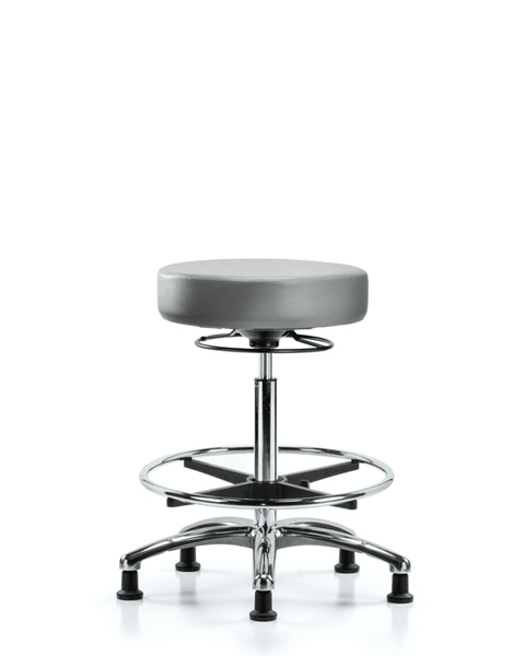 Vinyl Stool without Back Chrome - High Bench Height with Chrome Foot Ring & Stationary Glides in Sterling Supernova Vinyl - VHBSO-CR-CF-RG-8840
