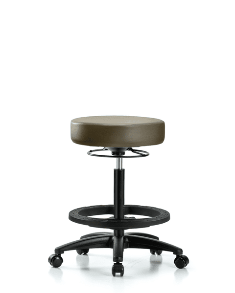 Vinyl Stool without Back - High Bench Height with Black Foot Ring & Casters in Marine Blue Supernova Vinyl - VHBSO-RG-BF-RC-8809