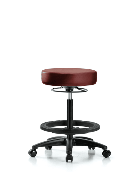 Vinyl Stool without Back - High Bench Height with Black Foot Ring & Casters in Taupe Supernova Vinyl - VHBSO-RG-BF-RC-8815