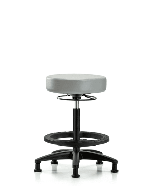 Vinyl Stool without Back - High Bench Height with Black Foot Ring & Stationary Glides in Dove Trailblazer Vinyl - VHBSO-RG-BF-RG-8567