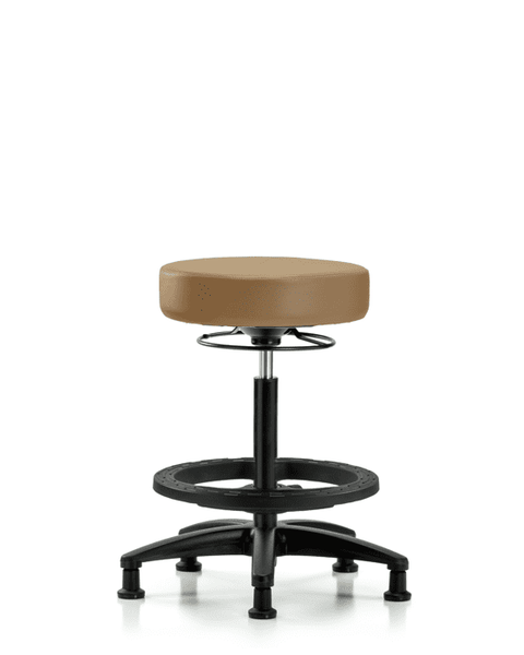 Vinyl Stool without Back - High Bench Height with Black Foot Ring & Stationary Glides in Taupe Trailblazer Vinyl - VHBSO-RG-BF-RG-8584