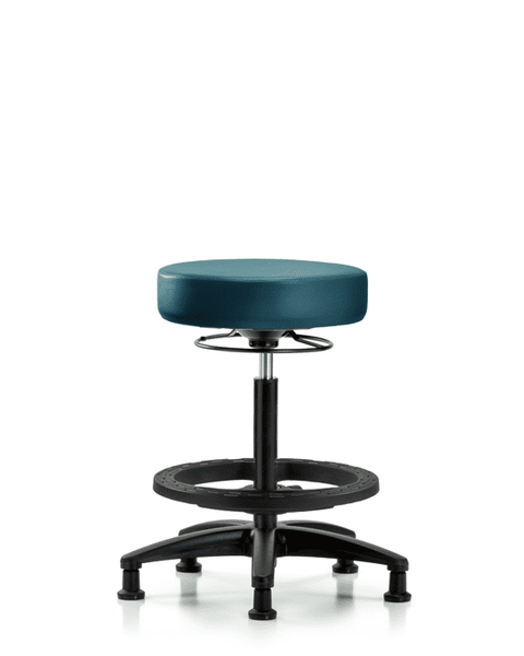 Vinyl Stool without Back - High Bench Height with Black Foot Ring & Stationary Glides in Marine Blue Supernova Vinyl - VHBSO-RG-BF-RG-8801