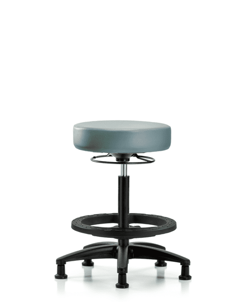 Vinyl Stool without Back - High Bench Height with Black Foot Ring & Stationary Glides in Storm Supernova Vinyl - VHBSO-RG-BF-RG-8822