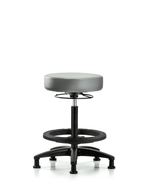 Vinyl Stool without Back - High Bench Height with Black Foot Ring & Stationary Glides in Sterling Supernova Vinyl - VHBSO-RG-BF-RG-8840