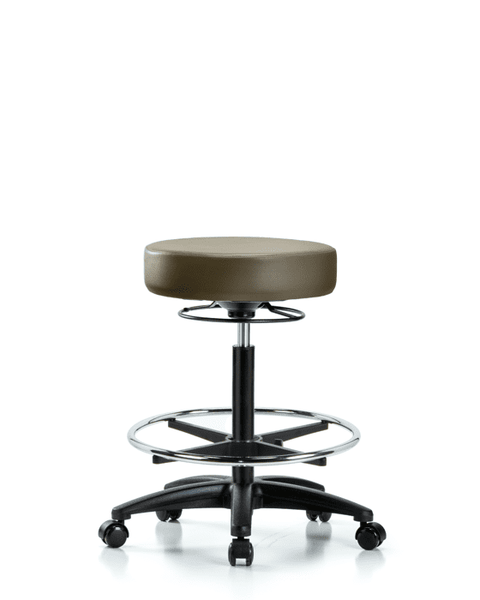 Vinyl Stool without Back - High Bench Height with Chrome Foot Ring & Casters in Marine Blue Supernova Vinyl - VHBSO-RG-CF-RC-8809