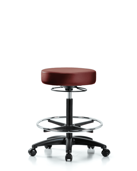 Vinyl Stool without Back - High Bench Height with Chrome Foot Ring & Casters in Taupe Supernova Vinyl - VHBSO-RG-CF-RC-8815