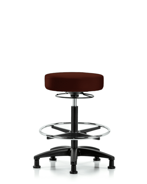 Vinyl Stool without Back - High Bench Height with Chrome Foot Ring & Stationary Glides in Colonial Blue Trailblazer Vinyl - VHBSO-RG-CF-RG-8546