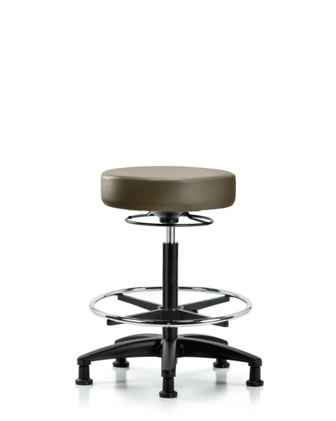 Vinyl Stool without Back - High Bench Height with Chrome Foot Ring & Stationary Glides in Marine Blue Supernova Vinyl - VHBSO-RG-CF-RG-8809