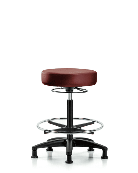 Vinyl Stool without Back - High Bench Height with Chrome Foot Ring & Stationary Glides in Taupe Supernova Vinyl - VHBSO-RG-CF-RG-8815