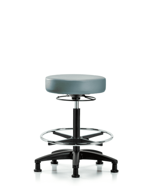Vinyl Stool without Back - High Bench Height with Chrome Foot Ring & Stationary Glides in Storm Supernova Vinyl - VHBSO-RG-CF-RG-8822