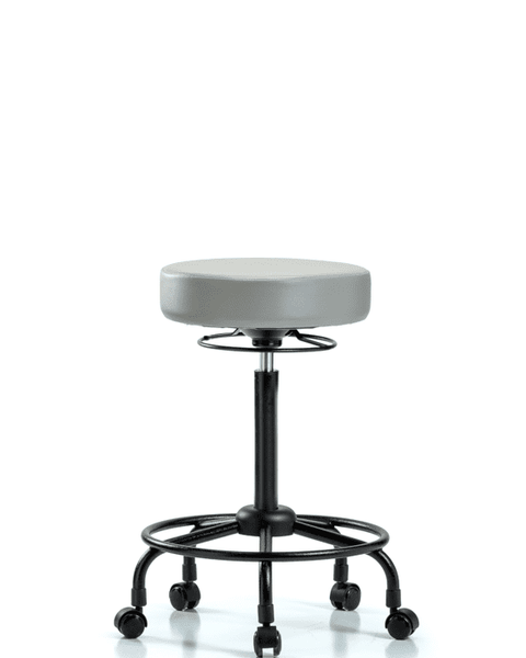 Vinyl Stool without Back - High Bench Height with Round Tube Base & Casters in Dove Trailblazer Vinyl - VHBSO-RT-RC-8567