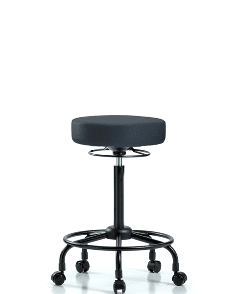 Vinyl Stool without Back - High Bench Height with Round Tube Base & Casters in Imperial Blue Trailblazer Vinyl - VHBSO-RT-RC-8582