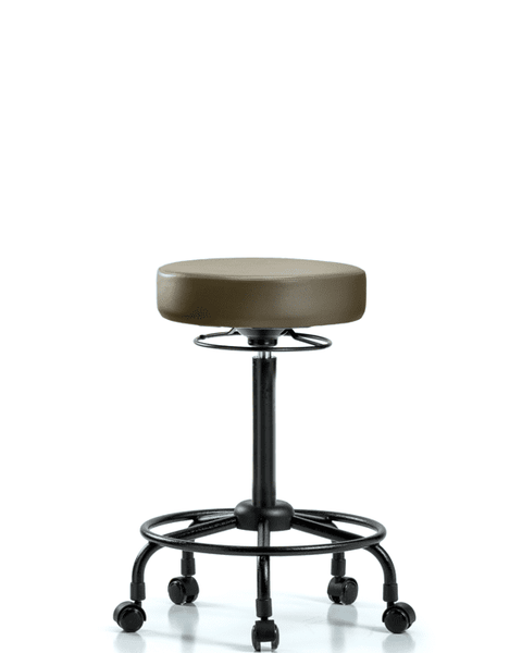 Vinyl Stool without Back - High Bench Height with Round Tube Base & Casters in Marine Blue Supernova Vinyl - VHBSO-RT-RC-8809